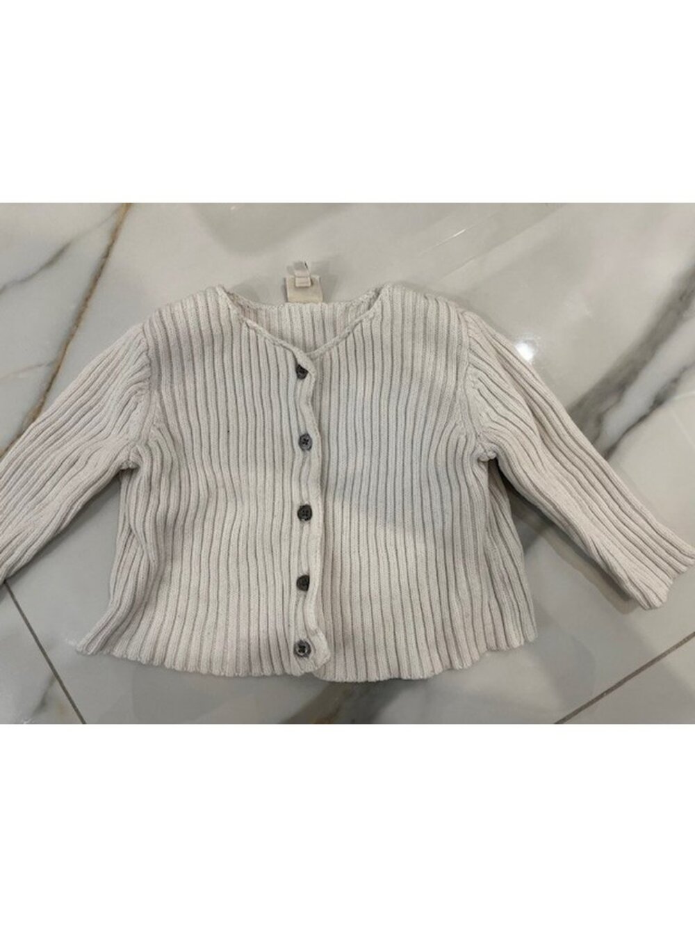 Bonton white ribbed cardigan size 6 months